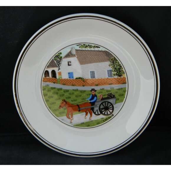 Villeroy & Boch Naif Horse and Buggy Small 5.5" Tidbit Cheese Plates Set of 4 - Picture 2 of 4